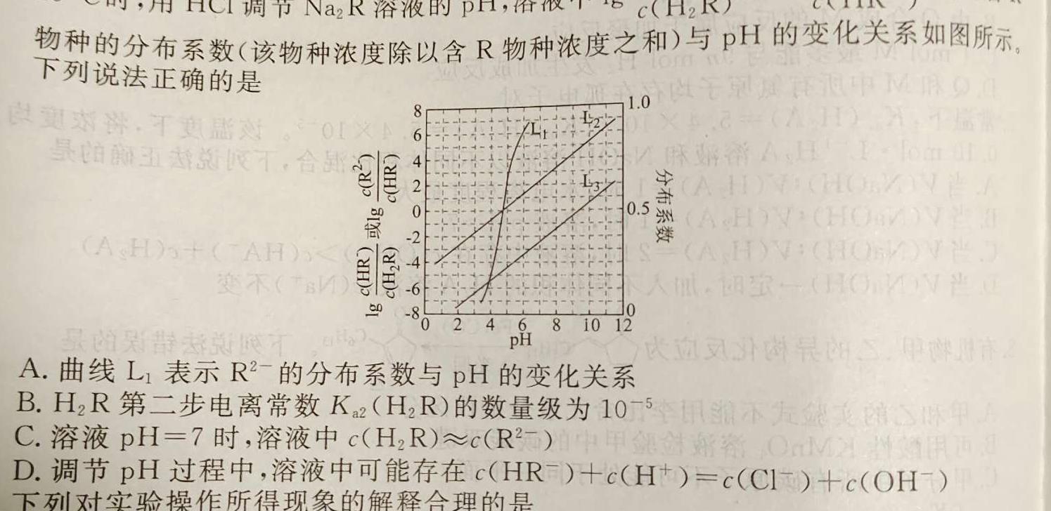 1陕西省2025届高三上学期第一次校际联考化学试卷答案