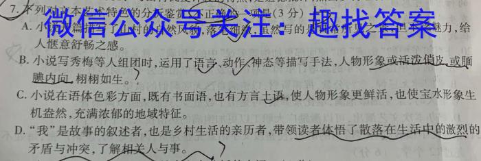 邕衡金卷·名校联盟 柳州高中、南宁三中2024届一轮复习诊断性联考语文