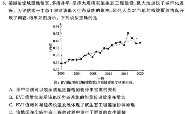 全国名校大联考 2024~2025学年高三第二次联考(月考)试卷生物