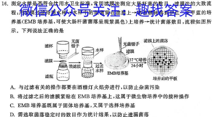 安徽省2023-2024八年级无标题考试(圆圈序号五)生物学试题答案