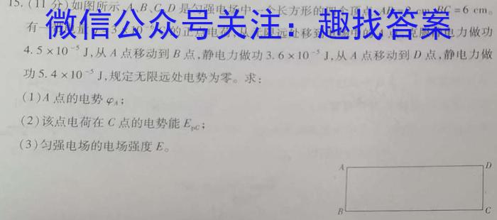 九师联盟 2024~2025学年高三9月质量检测卷(25-X-026C)物理试题答案