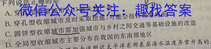 安徽省2024年中考九年级第三次质量调研考试地理试卷答案