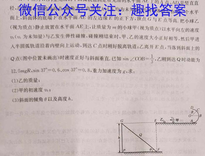 天一大联考2023-2024学年(下)安徽高二3月份质量检测f物理