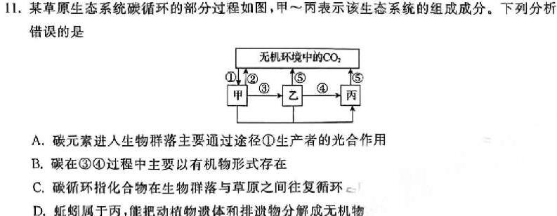 中考真题 2024年广西初中学业水平考试生物