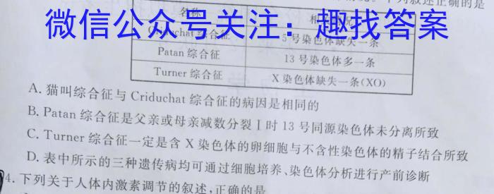 开卷文化 2024普通高等学校招生统一考试模拟冲刺训练卷(三)3生物学试题答案