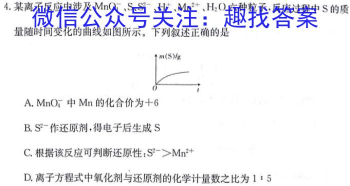 【精品】名校之约 安徽省2024年中考导向八年级学业水平测试卷(一)1化学