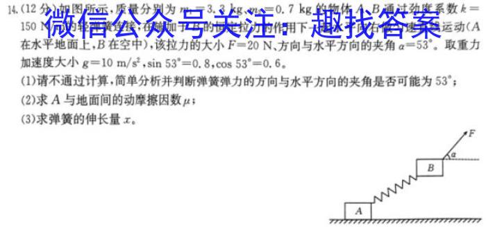 安徽省2024-2025学年九年级开学考物理试题答案