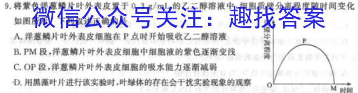 2023学年第二学期杭州市高二年级教学质量检测（期末考试）生物学试题答案