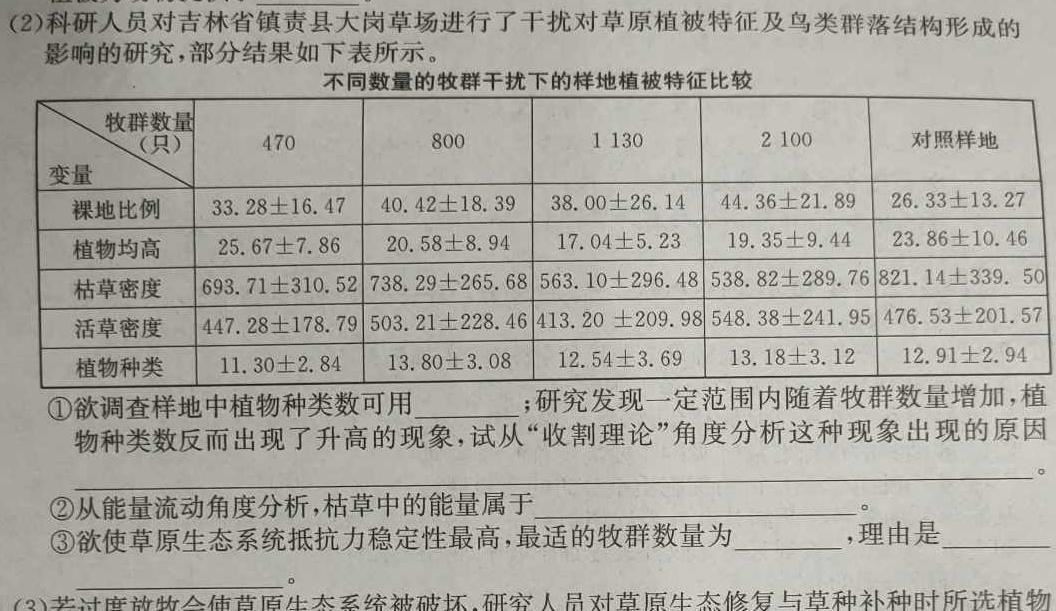 永城县2024年第二次中招模拟试卷生物