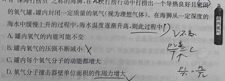 [今日更新]2024年6月浙江省高二学业水平适应性考试.物理试卷答案