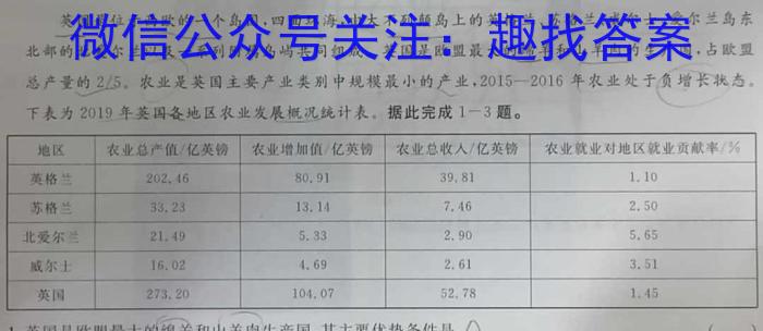 蓉城名校联盟2023-2024学年度下期高二期末联考地理试卷答案