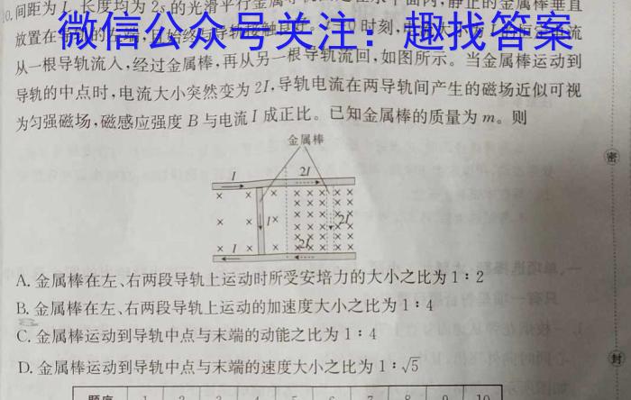 河南省2024年中考导航冲刺押题卷(十)物理试卷答案