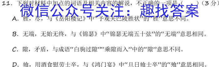 2023-2024学年安徽省九年级下学期开学摸底调研语文