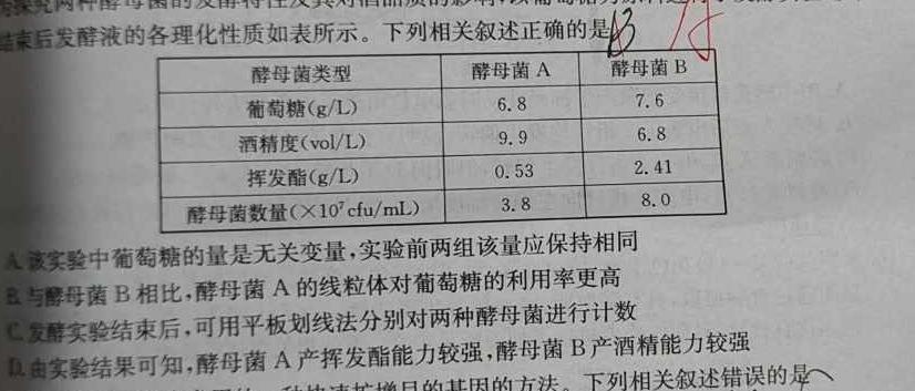  陕西省2024年普通高等学校招生全国统一考试(三个黑三角)生物学部分