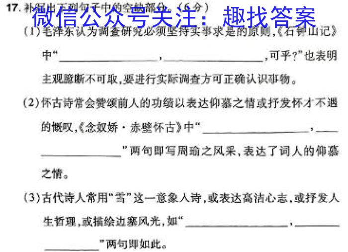 河北省2024年初中毕业生升学文化学情反馈(冲刺型)语文