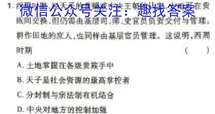 2024年普通高等学校招生全国统一考试名校联盟模拟信息卷(T8联盟)(八)历史试卷答案