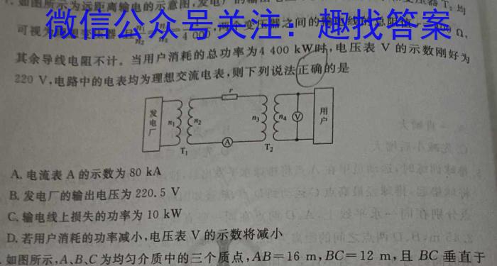 山东省泰安市高二年级考试(2024.07)物理试题答案