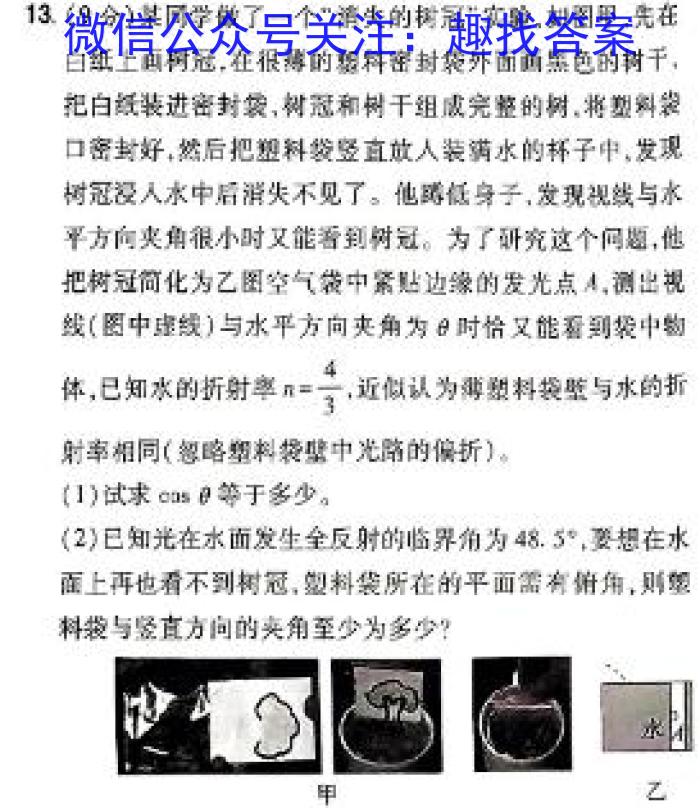 山西省2024年九年级下学期4月适应性考试（4.29）物理试卷答案