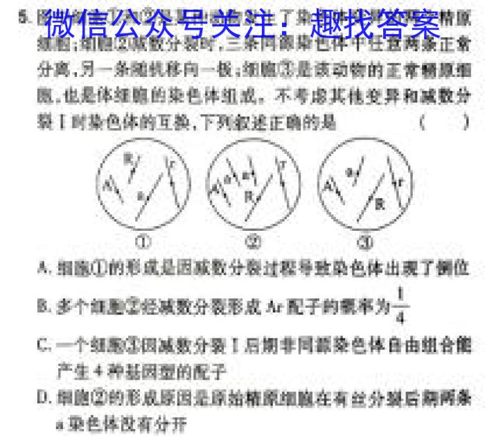 2024年河南省重点中学内部摸底试卷（三）生物学试题答案