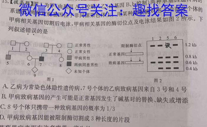 河南省内乡县2024年中招三模考试生物学试题答案