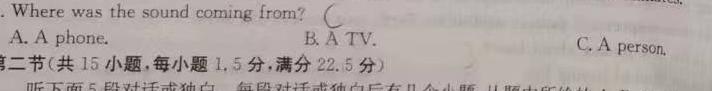 陕西省2024年初中学业水平考试模拟试题（一）英语试卷答案