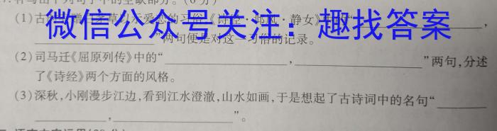 合肥名卷·准向题·安徽省2024年九年级春季学科素养联考语文