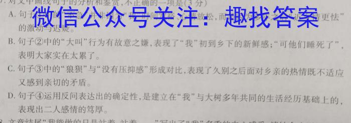 天一大联考 海南省2023-2024学年高一年级学业水平诊断(二)2语文