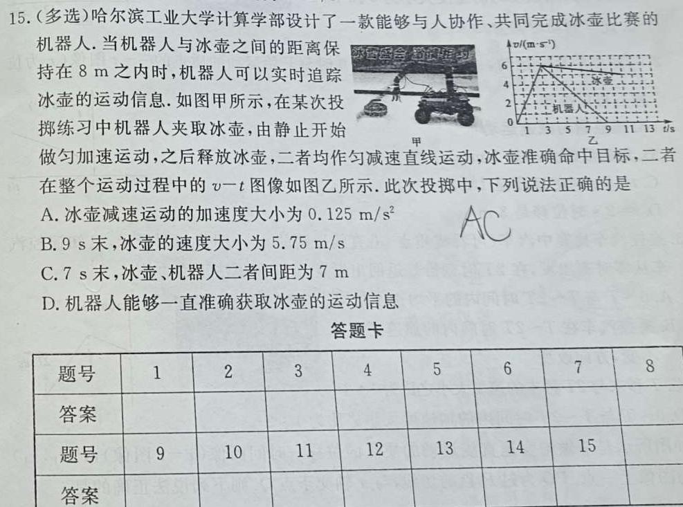 [今日更新]辽宁省2023-2024学年度下学期高二年级3月阶段测试.物理试卷答案