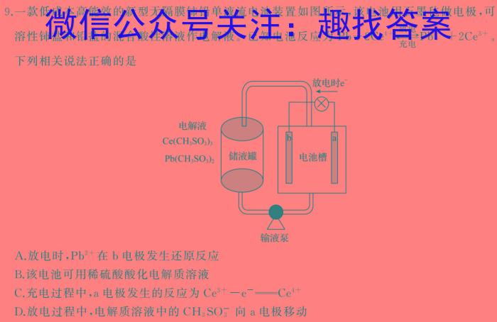 q百师联盟 2023-2024学年度高二阶段性考试化学