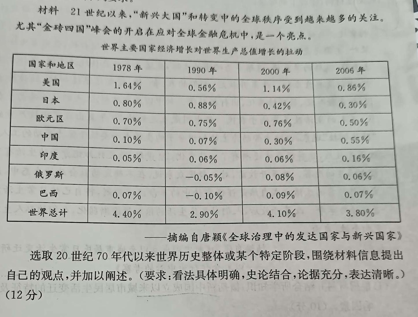 学林教育 2023~2024学年度第二学期九年级期末调研试题(卷)历史