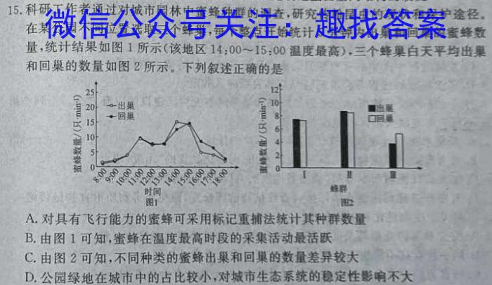 伯乐马 2024年普通高等学校招生新高考模拟考试(六)6生物学试题答案