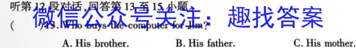 2024年陕西省初中学业水平考试(SX1)英语试卷答案