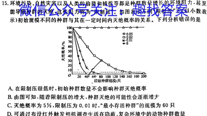 浙江强基联盟2024年5月联考（高一）生物学试题答案