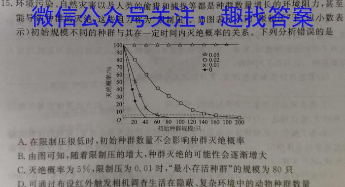 2024年河北省初中毕业生升学文化课模拟考试（冲刺一）八年级生物学试题答案