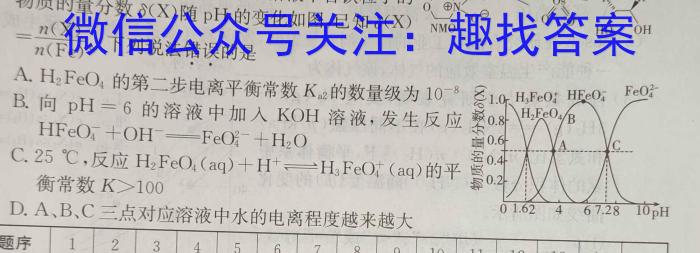 q2024届陕西省高三模拟检测试卷(方框套实心菱形)化学