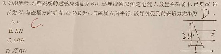 澄城县2023~2024学年度八年级第二学期期末质量检测评价(A)(物理)试卷答案