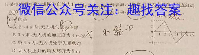 同步达标自主练习·安徽省2023-2024七年级无标题考试(圆圈序号七)物理试题答案