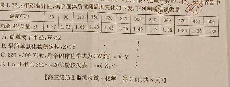 【热荐】山东省2023-2024学年度高二第二学期第一阶段检测化学