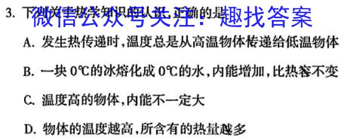 学林教育 2024年陕西省初中学业水平考试·名师导向模拟卷(二)2物理试卷答案