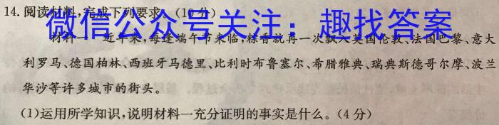 天一大联考2023-2024学年下期高一教学质量调研测试政治试卷d答案