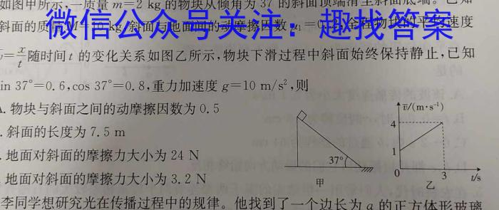 安徽省2024年中考模拟示范卷（一）物理试卷答案