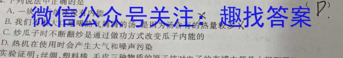 同步达标自主练习·安徽省2023-2024八年级无标题考试(圆圈序号七)物理试题答案