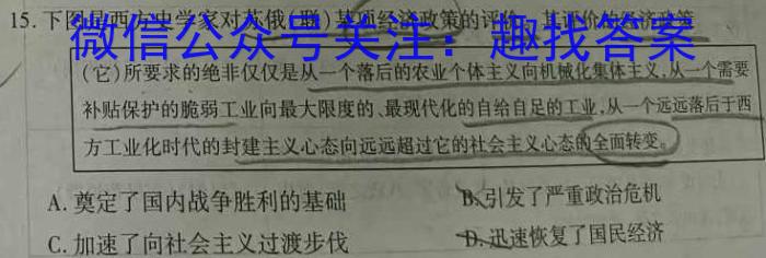 名校计划2024年河北省中考适应性模拟检测（精练型）历史试卷