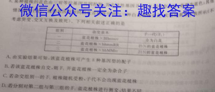 2024年河北省初中毕业生升学文化课考试模拟试卷（XX三）生物学试题答案