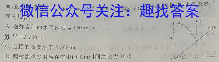 河南2024年高考备考精准检测联赛(3月)物理