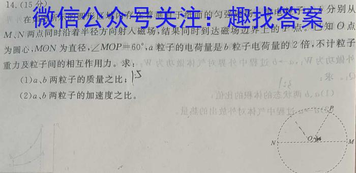 2024年全国普通高等学校招生统一考试·A区专用 JY高三终极一考卷(一)1物理试卷答案