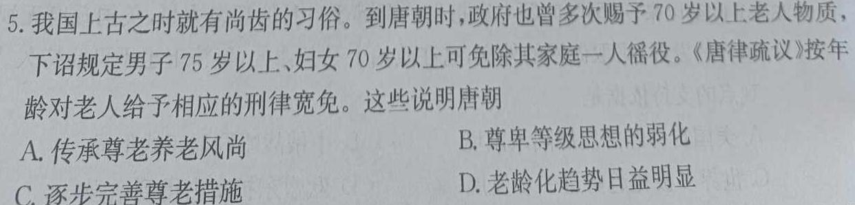 陕西省2024年初中学业水平考试模拟试题(二)历史