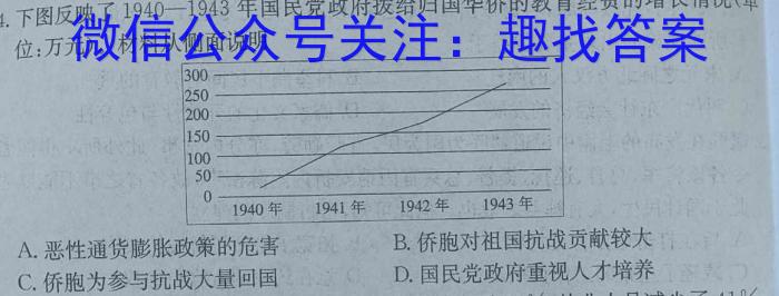 山西省2024届九年级学业水平检测卷（117）历史试卷答案