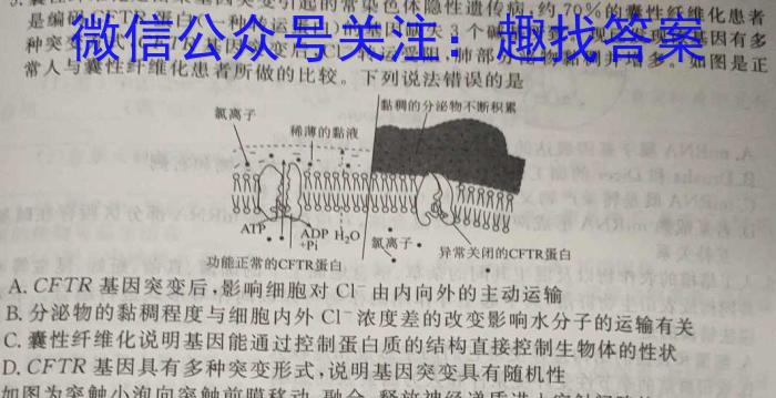 河北省2023~2024学年高二第二学期一调考试(24488B)数学试题生物学试题答案