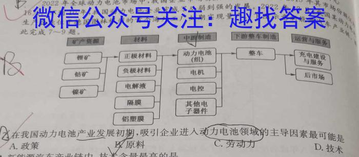 [今日更新]1号卷·A10联盟2021级高三下学期开年考地理h